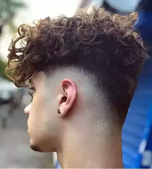 Embrace Your Teture And Stay Trendy With Long Curly Hair And A Low Drop Fade!