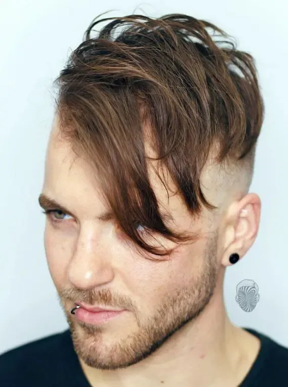 Style Angular Fade With Double Disconnected Bald Fade & Fringe.