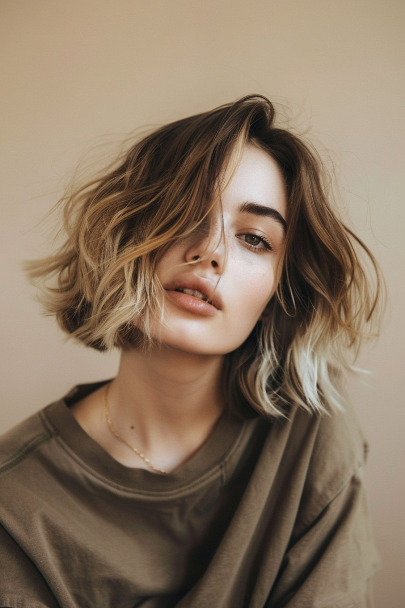 Bob Boss Babe! Textured bob for thick hair. Choppy layers + blonde ombre!