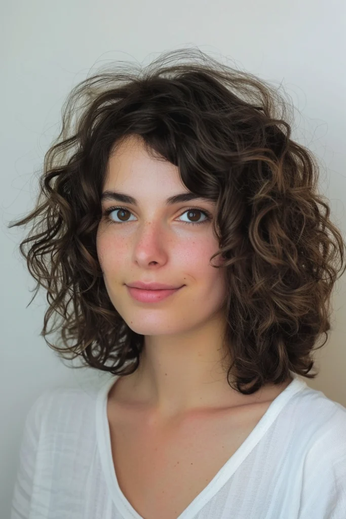 Effortless and stylish - shoulder-length curls for natural beauty. #CurlyHair #HairInspo #NaturalTexture