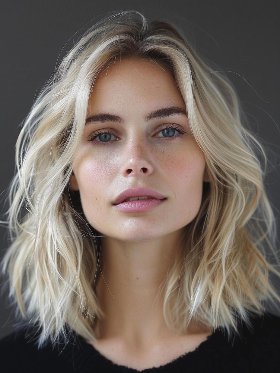 Elegant bobs and layers- Perfect for oval faces. Chic and easy to maintain! ✨ #hairgoals #mediumhair #ovalface