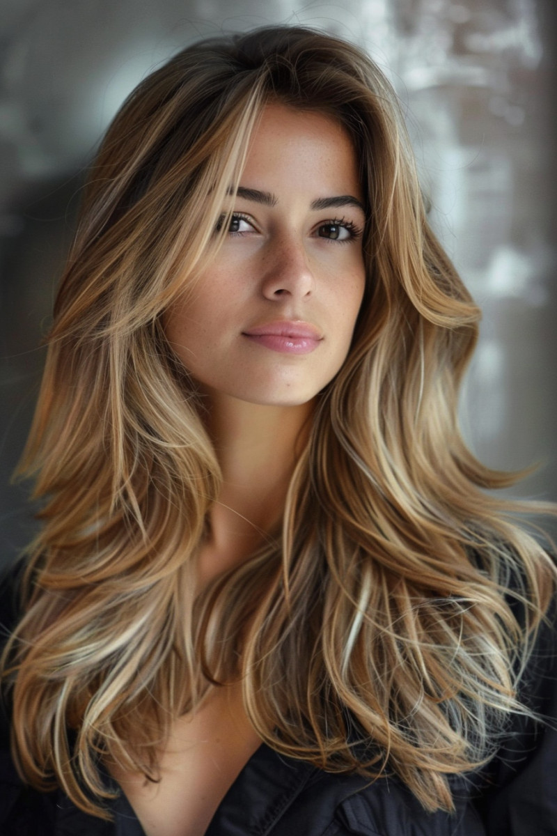 Layers + balayage for thick hair. Effortless elegance!