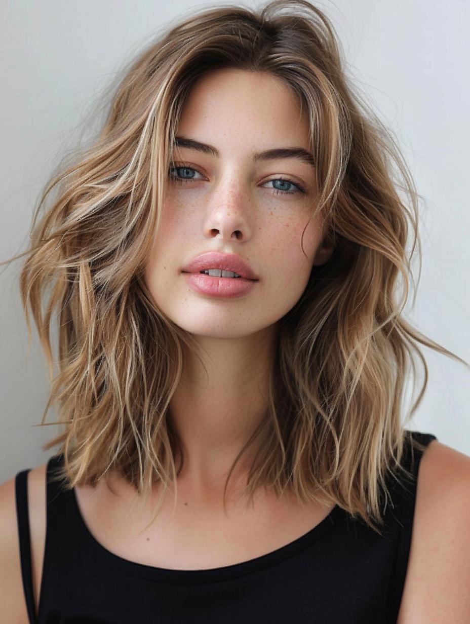 Medium hair for oval faces- Soft layers, bobs, and easy maintenance. Look your best! 💇‍♀️ #hairinspo #ovalface #stylish