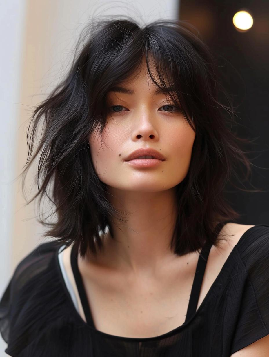 Medium shag haircut- Adds volume and texture. Ideal for modern looks! 💇‍♀️ #hairgoals #shagcut #effortlessstyle