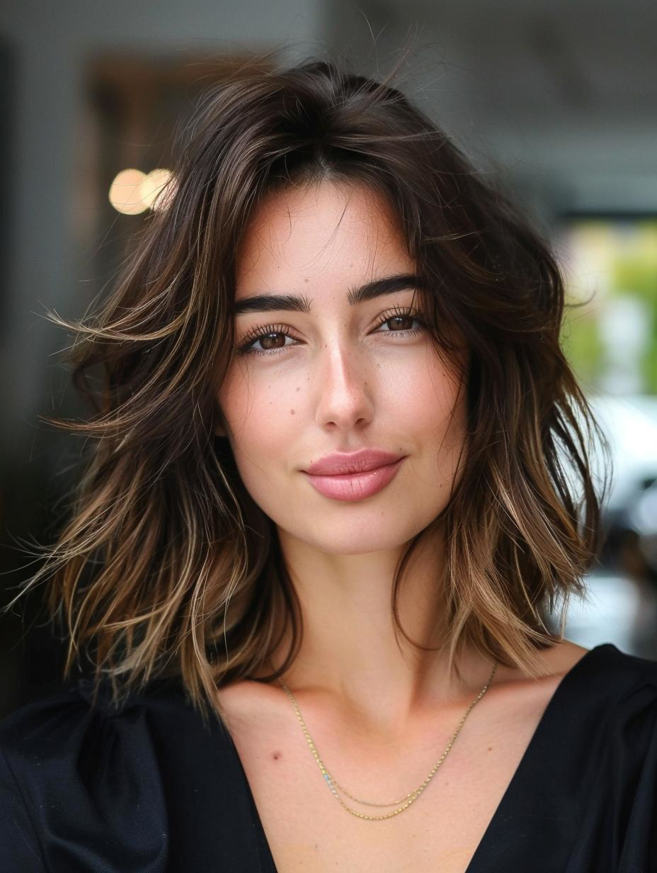Modern layers & subtle highlights for a cool-girl vibe. #shaghaircut #balayage #hairgoals