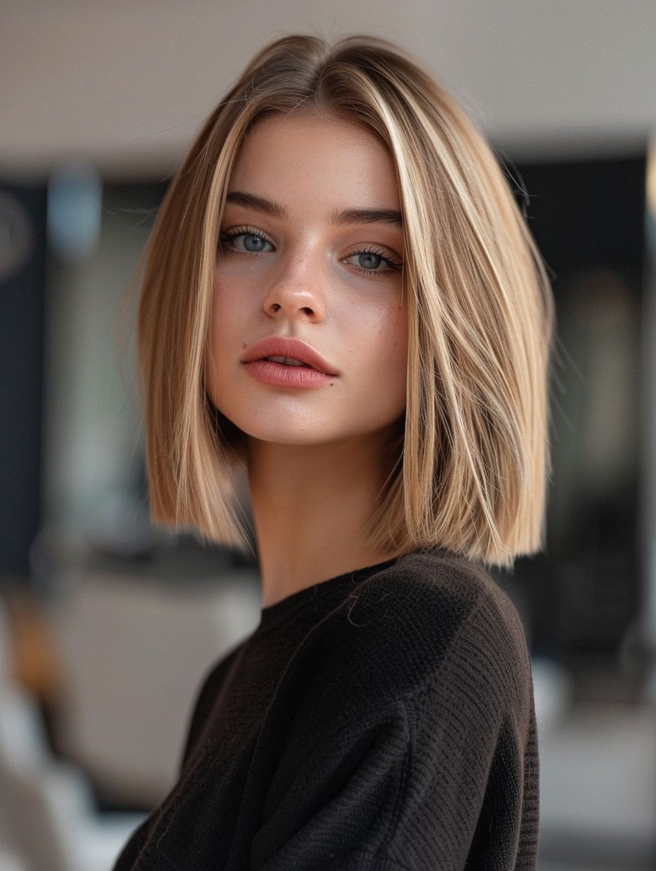 Sharp cut & blonde highlights for a statement look.