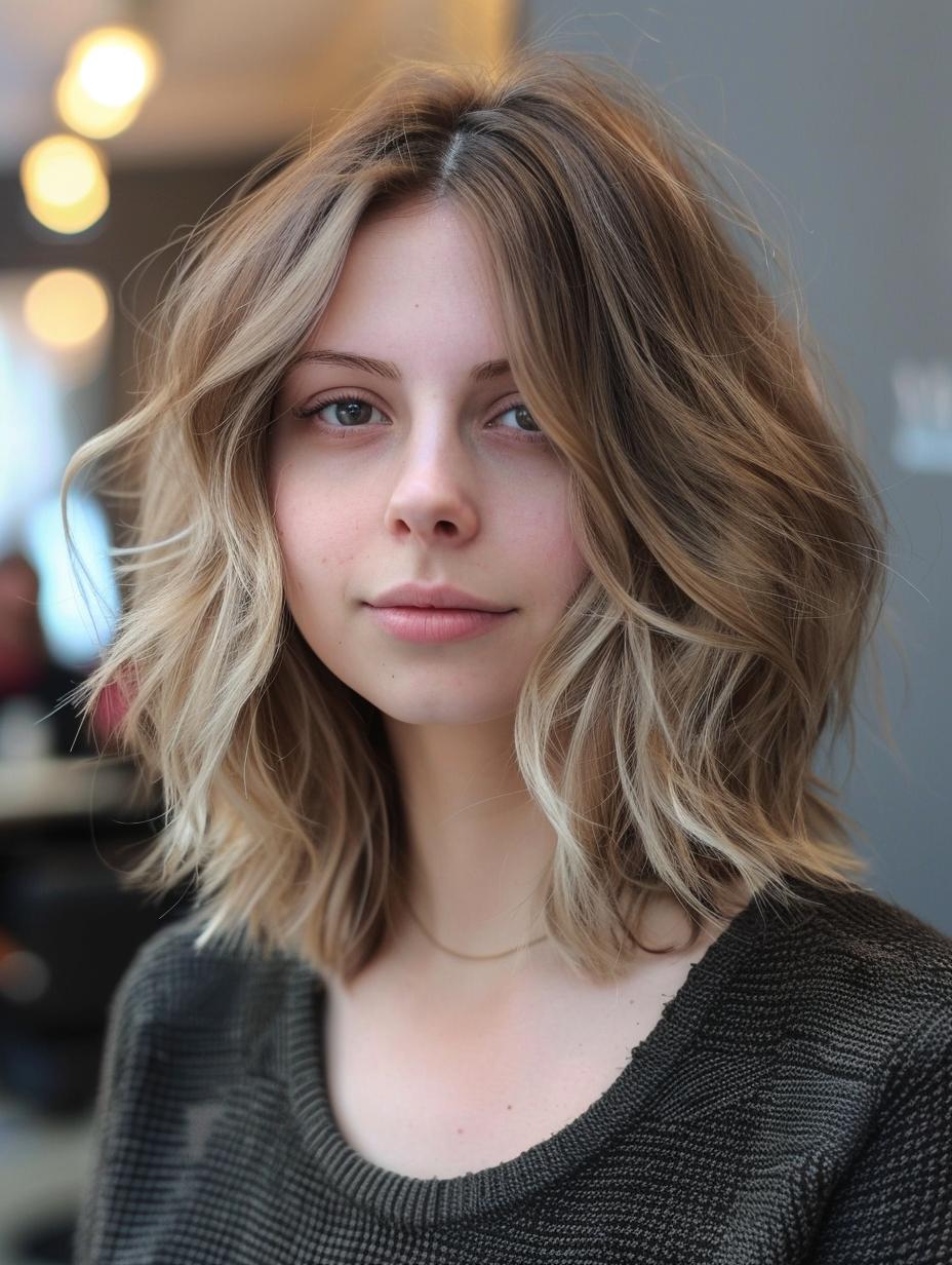 Soft layers and bobs- Ideal for oval faces. Look chic effortlessly! 💇‍♀️ #hairinspo #ovalface #mediumhair